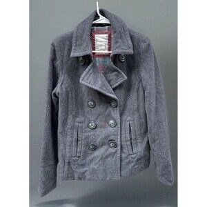VTG Y2K Aeropostale Womens L Gray Wool Hooded Peacoat Jacket Bella Elena Gilmore